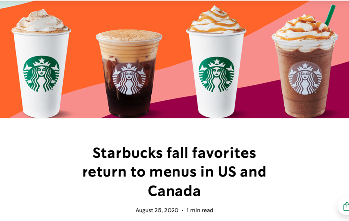 Starbucks lanza su menú de otoño